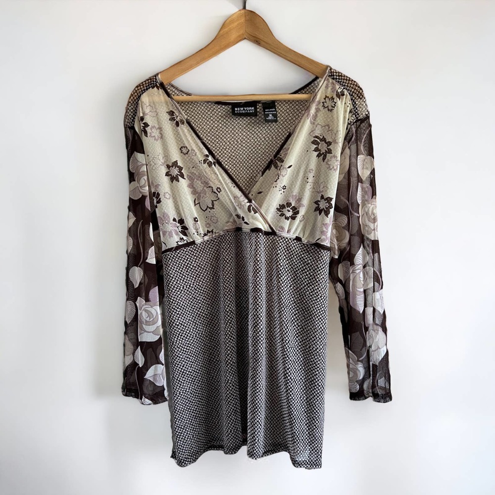 New York & Company purple mesh blouse, size XL